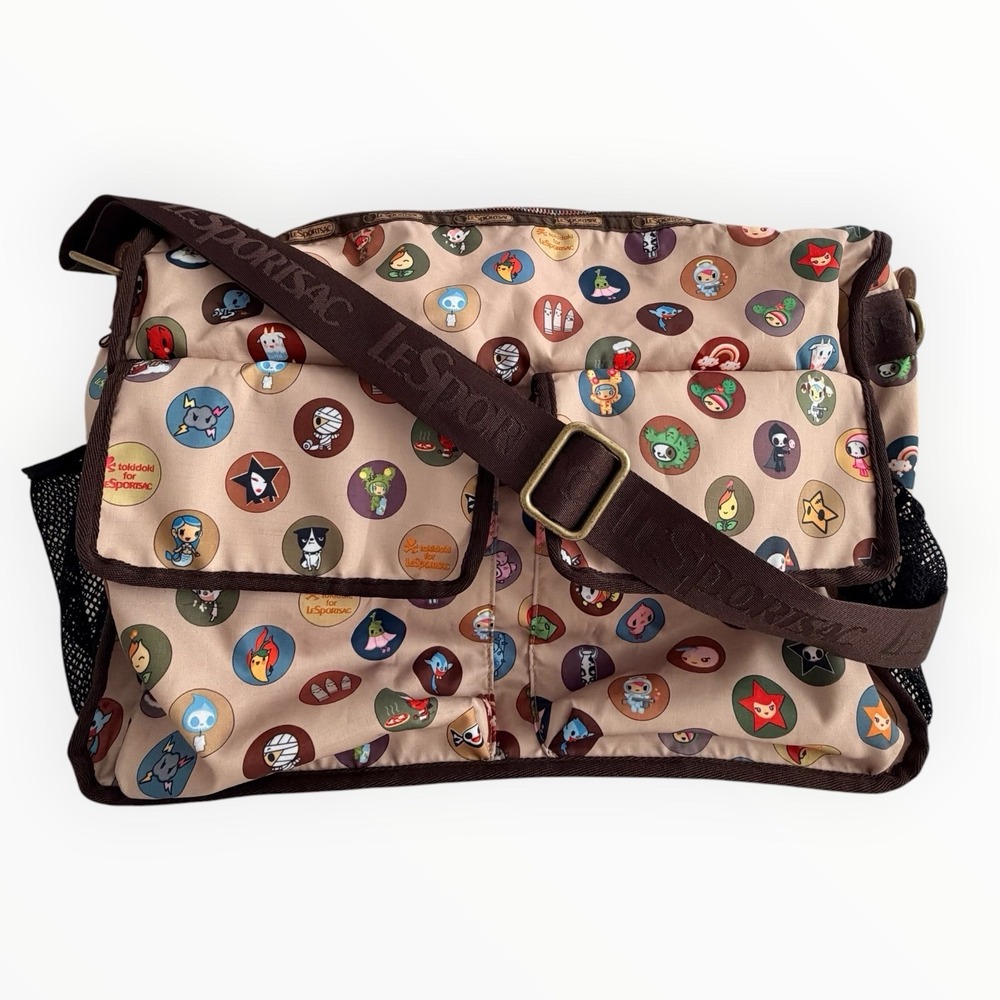 Tokidoki for LeSportsac Messenger Shoulder Bag Rainbow Zipper Orange Lining Y2K
